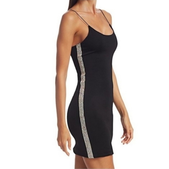 Alice + Olivia Black Mini Dress with Silver Accents - Picture 5 of 16